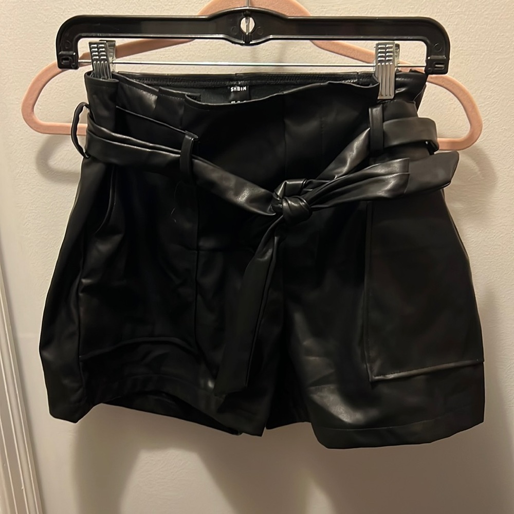Faux leather shorts